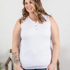 Michelle Mae Addison Henley Tank - White