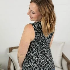 Michelle Mae Addison Henley Tank - Black And White Leopard SHORT SLEEVES