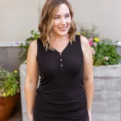 Michelle Mae Addison Henley Tank - Black