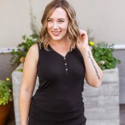 Michelle Mae Addison Henley Tank - Black