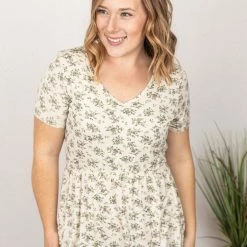 Michelle Mae Sarah Ruffle Top - Cream Floral