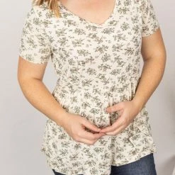 Michelle Mae Sarah Ruffle Top - Cream Floral