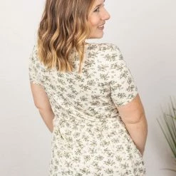 Michelle Mae Sarah Ruffle Top - Cream Floral