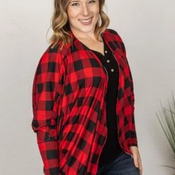 Michelle Mae Emma Cocoon Cardigan - Buffalo Plaid