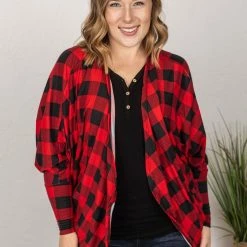 Michelle Mae Emma Cocoon Cardigan - Buffalo Plaid