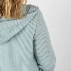 Michelle Mae Claire Hooded Waffle Cardigan - Sage LONG SLEEVES
