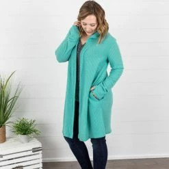 Outlet 🛒 Michelle Mae Claire Hooded Waffle Cardigan - Aqua Mint LONG SLEEVES 🌟 10 Michelle Mae Claire Hooded Waffle Cardigan - Aqua Mint LONG SLEEVES