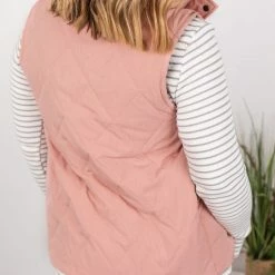 Michelle Mae SHORT SLEEVES Remy Zip Up Vest - Heathered Pink