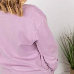 Michelle Mae Vintage Wash Corded Pullover - Lavender LONG SLEEVES