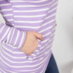 Michelle Mae LONG SLEEVES Ashley Hoodie - Lavender Stripes