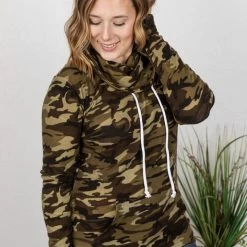 Michelle Mae Classic Cowl Neck Sweatshirt - Camo