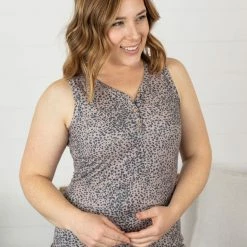 Michelle Mae Addison Henley Tank - Tan Dalmatian