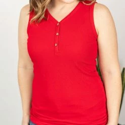 Michelle Mae Addison Henley Tank - Red