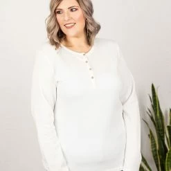 Michelle Mae Harper Long Sleeve Henley - White LONG SLEEVES