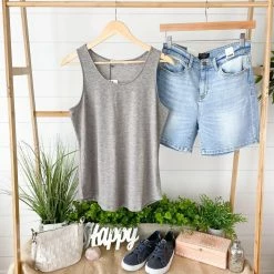 Michelle Mae SHORT SLEEVES Tiffany Tank - Grey