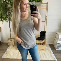 Michelle Mae SHORT SLEEVES Tiffany Tank - Grey