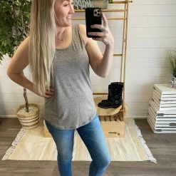 Michelle Mae SHORT SLEEVES Tiffany Tank - Grey