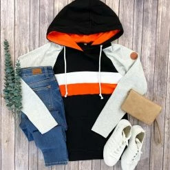 Michelle Mae Ryan Hoodie - Orange And Black LONG SLEEVES