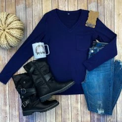 Promo 🎉 Michelle Mae LONG SLEEVES Hadley Long Sleeve - Navy 👍 16 Michelle Mae LONG SLEEVES Hadley Long Sleeve - Navy