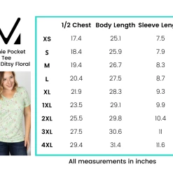 Michelle Mae SHORT SLEEVES Sophie Classic Pocket Tee - Green Ditsy Floral