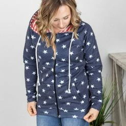 Michelle Mae LONG SLEEVES Stars And Stripes Zip Up Hoodie