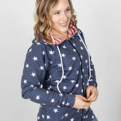 Michelle Mae LONG SLEEVES Stars And Stripes Zip Up Hoodie
