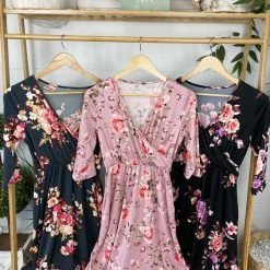 Michelle Mae Taylor Dress - Charcoal Floral BOTTOMS