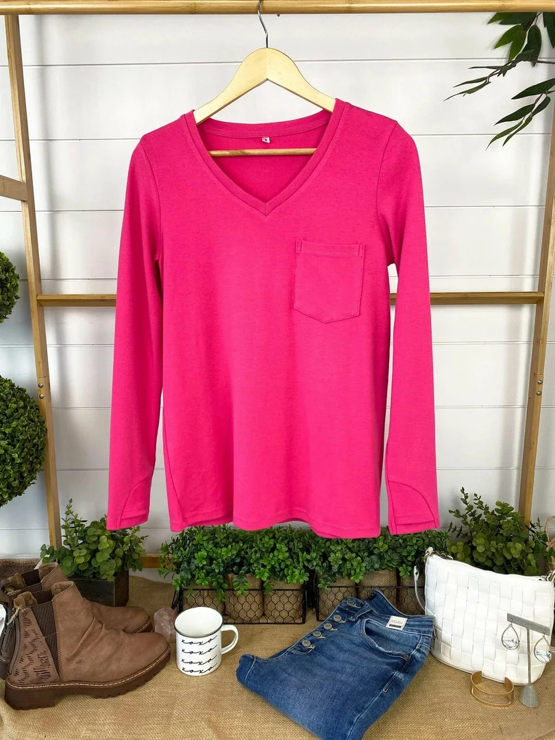 Deals 💯 Michelle Mae Hadley Long Sleeve - Hot Pink LONG SLEEVES 😀 7 Michelle Mae Hadley Long Sleeve - Hot Pink LONG SLEEVES