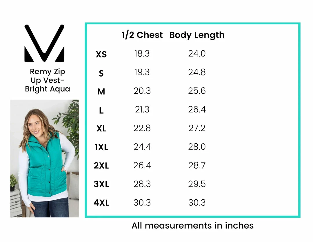 Wholesale ๐ Michelle Mae Remy Zip Up Vest - Bright Aqua ๐ฏ 8 Michelle Mae Remy Zip Up Vest - Bright Aqua