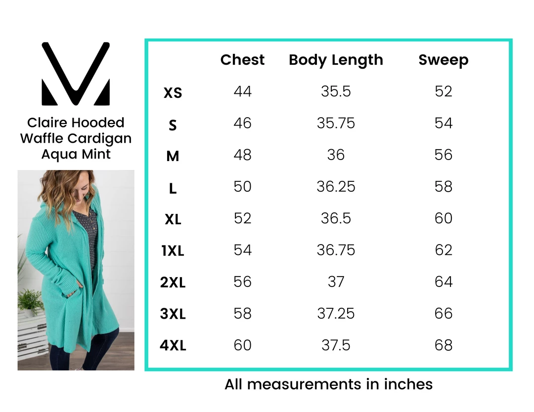 Outlet 🛒 Michelle Mae Claire Hooded Waffle Cardigan - Aqua Mint LONG SLEEVES 🌟 8 Michelle Mae Claire Hooded Waffle Cardigan - Aqua Mint LONG SLEEVES