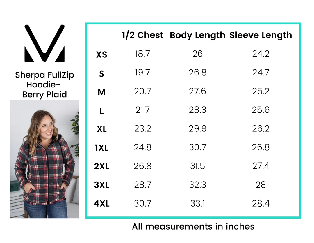 Hot Sale ๐ Michelle Mae Sherpa Fullzip Hoodie - Berry Plaid LONG SLEEVES ๐ 8 Michelle Mae Sherpa Fullzip Hoodie - Berry Plaid LONG SLEEVES