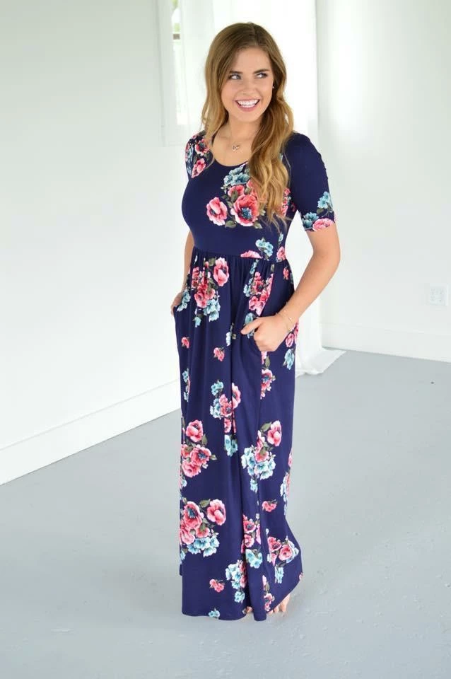 Deals ✔️ Rogue Society Apparel® Navy Floral Maxi With Nursing Option SHORT SLEEVES 😀 1 Rogue Society Apparel® Navy Floral Maxi With Nursing Option SHORT SLEEVES