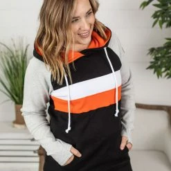 Michelle Mae Ryan Hoodie - Orange And Black LONG SLEEVES