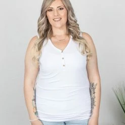 Michelle Mae Addison Henley Tank - White