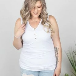 Michelle Mae Addison Henley Tank - White