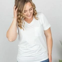 Michelle Mae Sophie Pocket Tee - White SHORT SLEEVES
