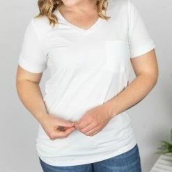 Michelle Mae Sophie Pocket Tee - White SHORT SLEEVES
