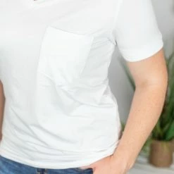 Michelle Mae Sophie Pocket Tee - White SHORT SLEEVES