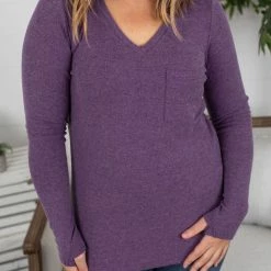Michelle Mae LONG SLEEVES Hadley Long Sleeve - Purple