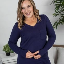 Promo 🎉 Michelle Mae LONG SLEEVES Hadley Long Sleeve - Navy 👍 12 Michelle Mae LONG SLEEVES Hadley Long Sleeve - Navy