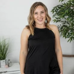 Michelle Mae Raven Rocker Tank - Black SHORT SLEEVES