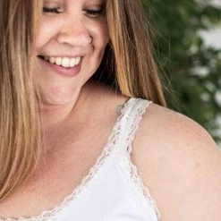 Michelle Mae SHORT SLEEVES Lexi Lace Tank - White