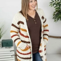 Michelle Mae LONG SLEEVES Fall Stripe Cardigan