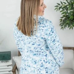 Michelle Mae QuarterZip Sherpa Pullover - Blue Confetti