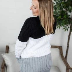 Michelle Mae Button Cardigan - Monochrome LONG SLEEVES