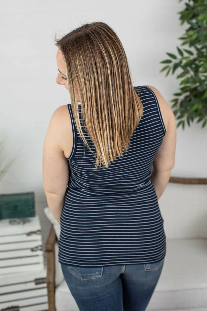 Buy ๐ฅ Michelle Mae SHORT SLEEVES Addison Henley Tank - Navy W/ White Stripe ๐ 10 Michelle Mae SHORT SLEEVES Addison Henley Tank - Navy W/ White Stripe