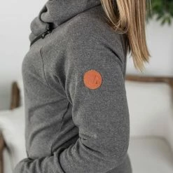 Michelle Mae Classic ZipCowl Sweatshirt - Charcoal