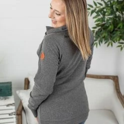 Michelle Mae Classic ZipCowl Sweatshirt - Charcoal