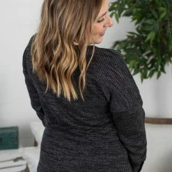 Michelle Mae Brittney Button Sweater - Charcoal