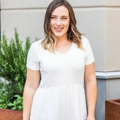 Michelle Mae Sarah Ruffle Top - Ivory SHORT SLEEVES